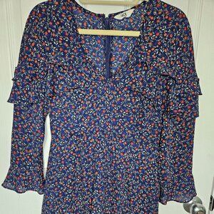 JACK by BB DAKOTA Blue Floral Mini Dress Long sleeves  Size S